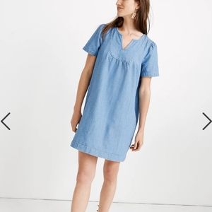Madewell denim pop over linen/cotton swing dress